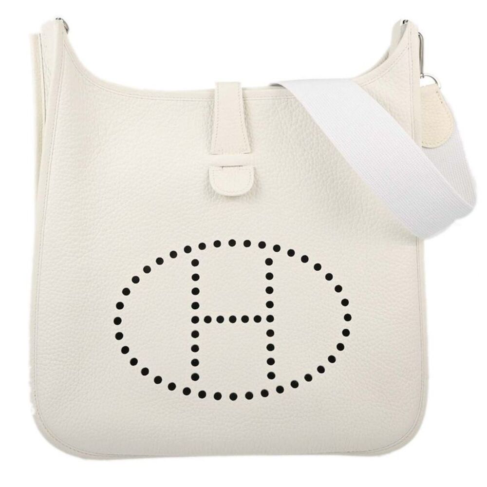 Hermes Evelyne Bag Gen Iii Clemence White Calfskin Shoulder Bag Bag